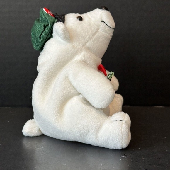 Coca Cola 1997 Bean Bag Polar Bear w/Cap/Bottle/Bow Tie Stuffed Animal Plush VTG - Picture 4 of 12